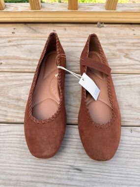 Joie Rust Brown Suede Mary Jane Flats